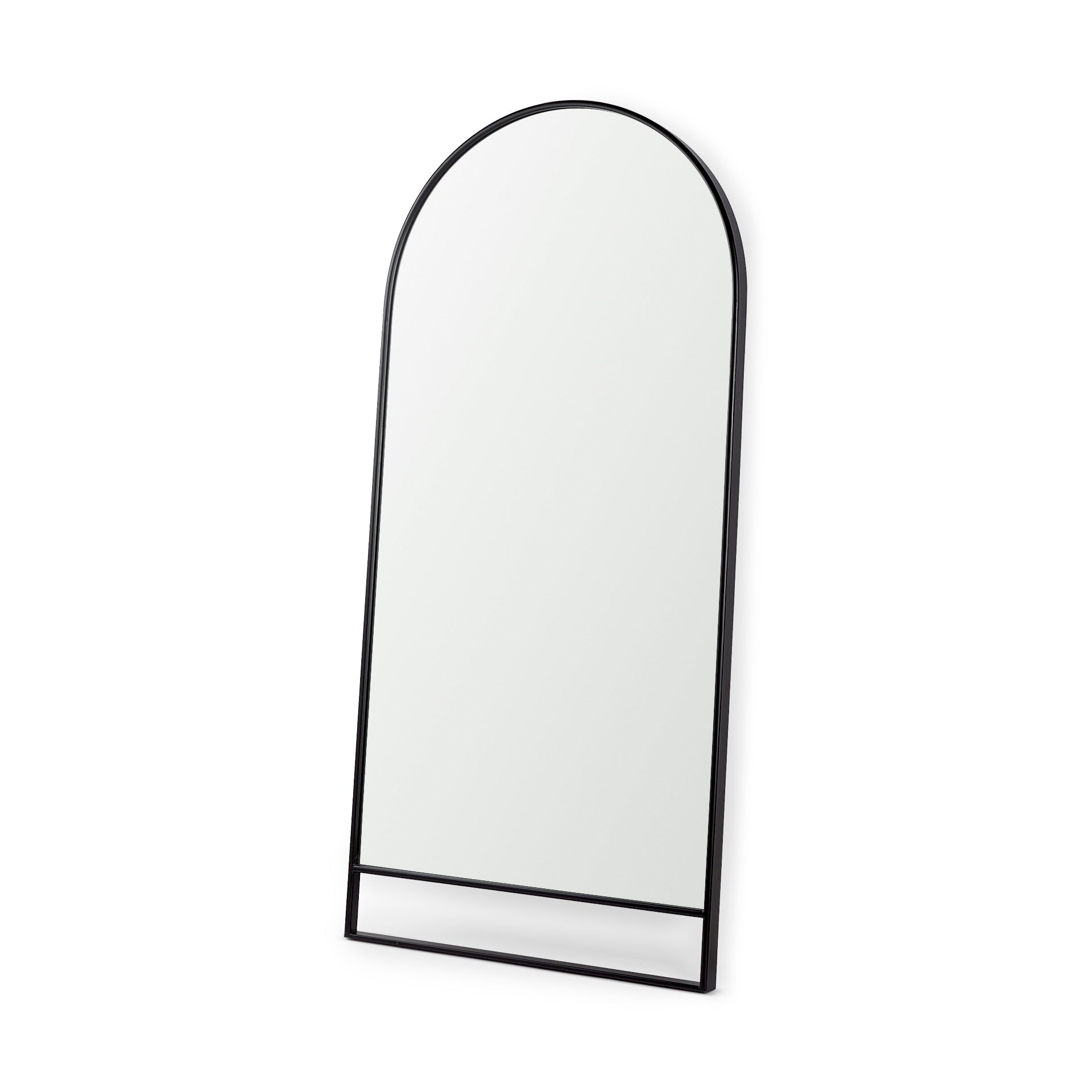 Sadie Black Metal Rounded Arch Floor Mirror 76"