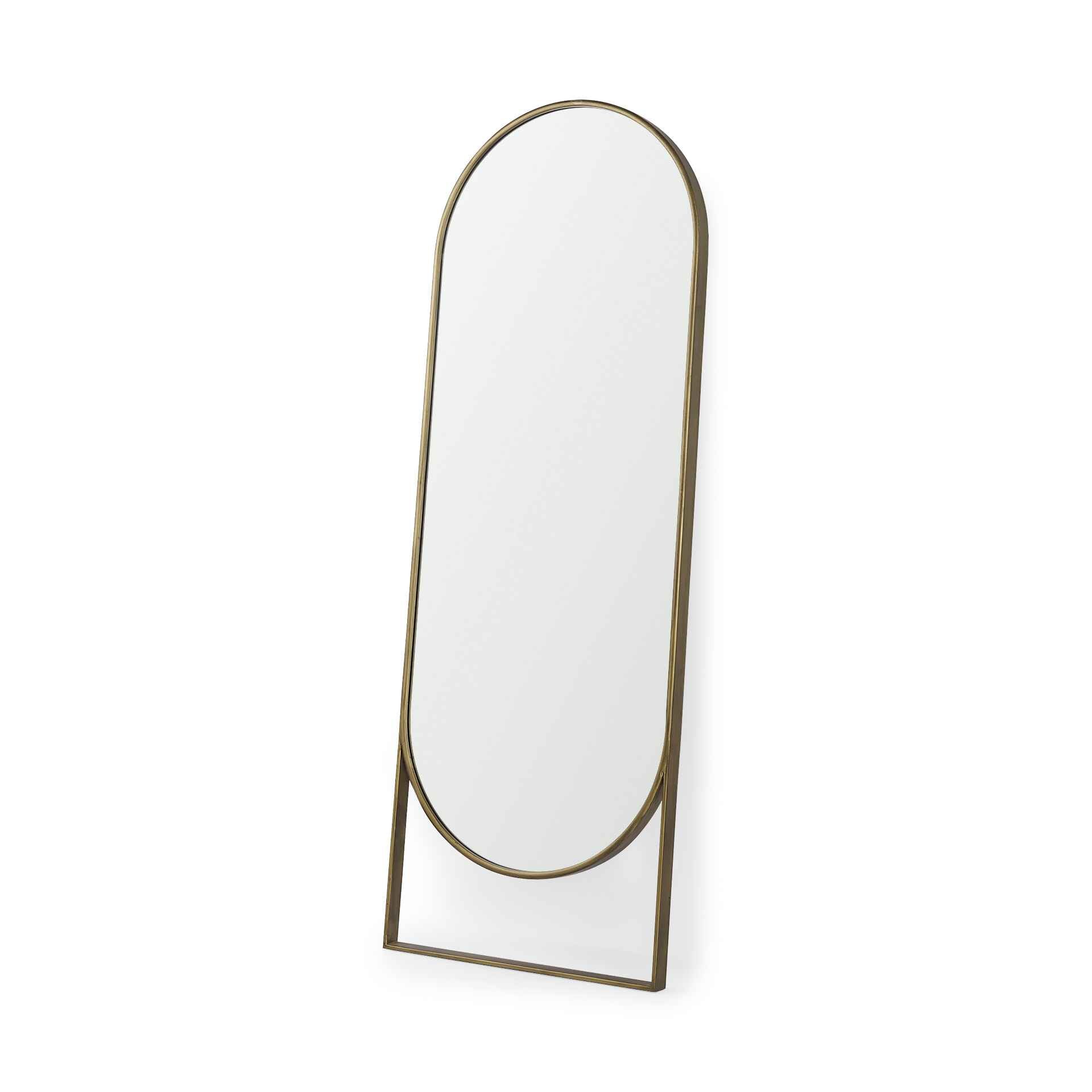 Sadie Antique Gold Rounded Arch Floor Mirror