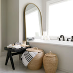 Sadie Antique Gold Rounded Arch Floor Mirror 76"