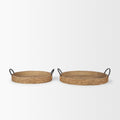 Wheaton Light Brown Wood w/ Natural Jute Serving Tray- Large
