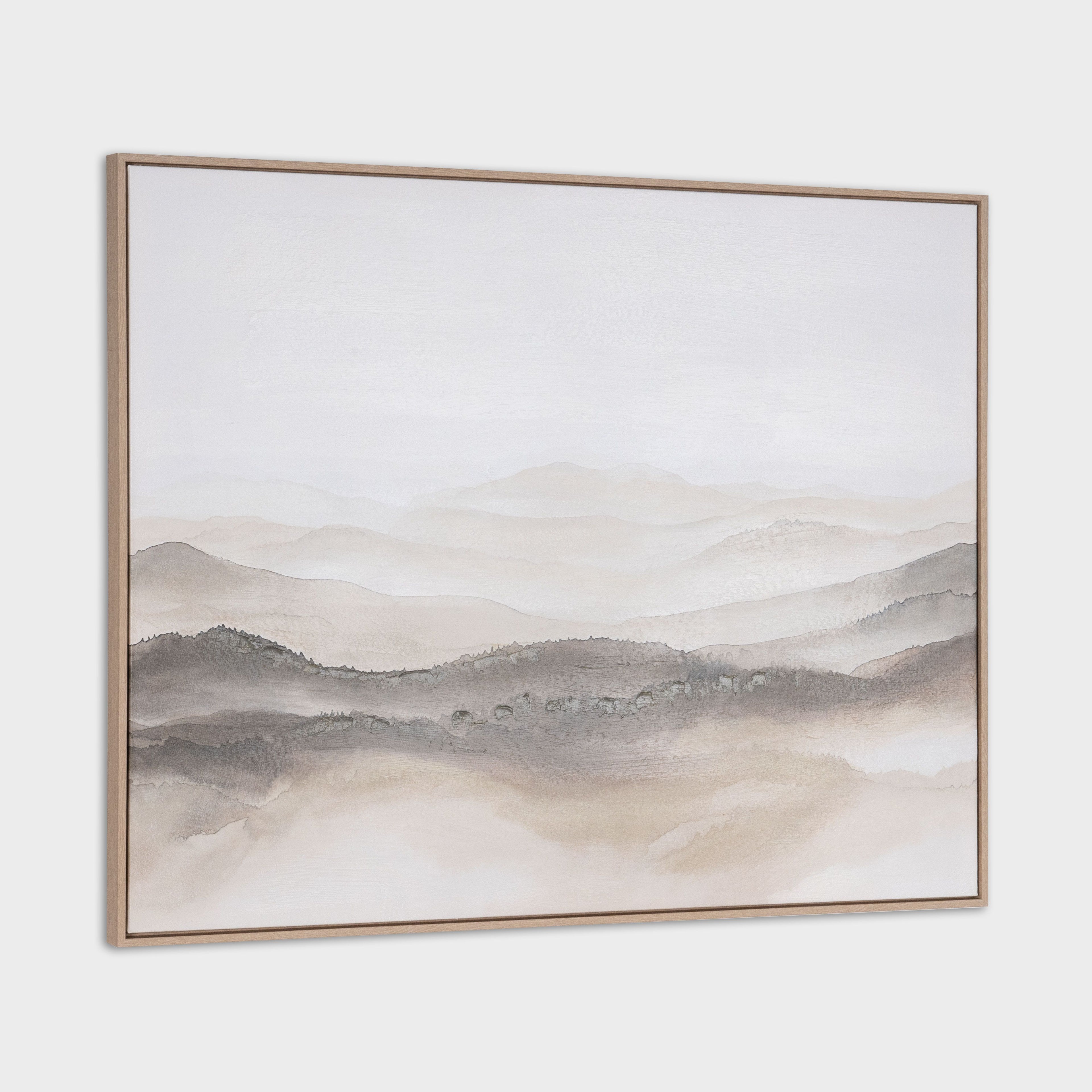 Misty Mountains Hand Painted Canvas Framed Wall Art
