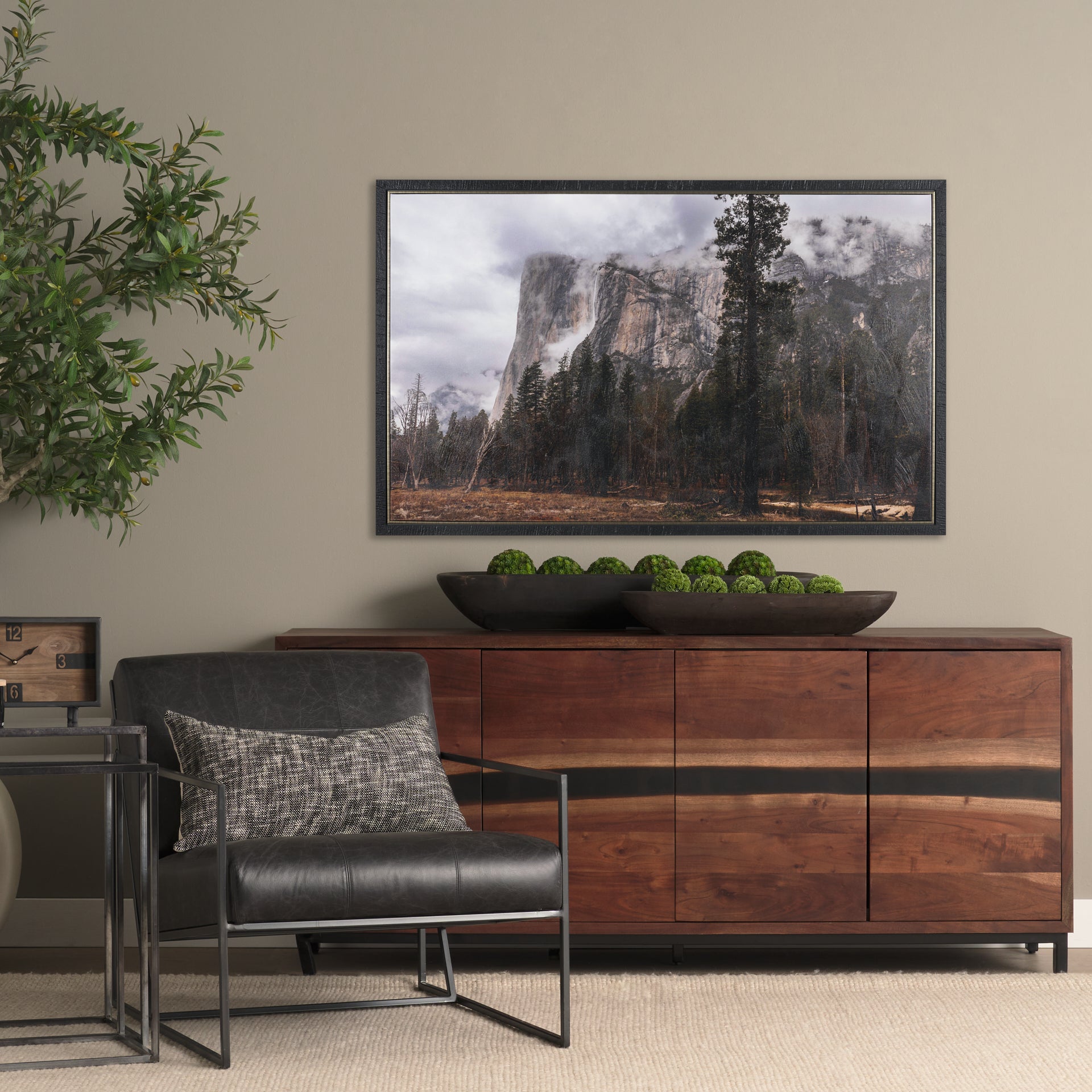 Misty Mountain Textured Framed Canvas Art