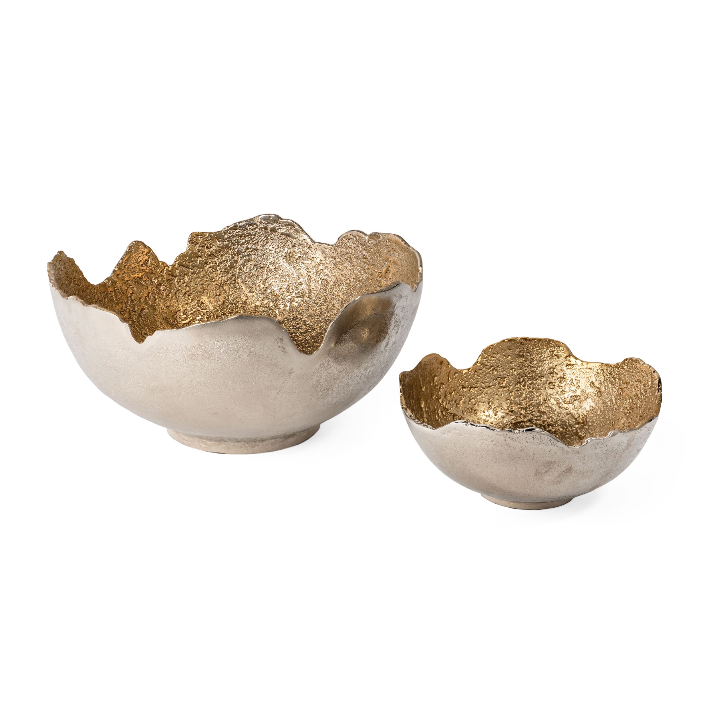 Alora Silver and Gold Metal Bowl LG