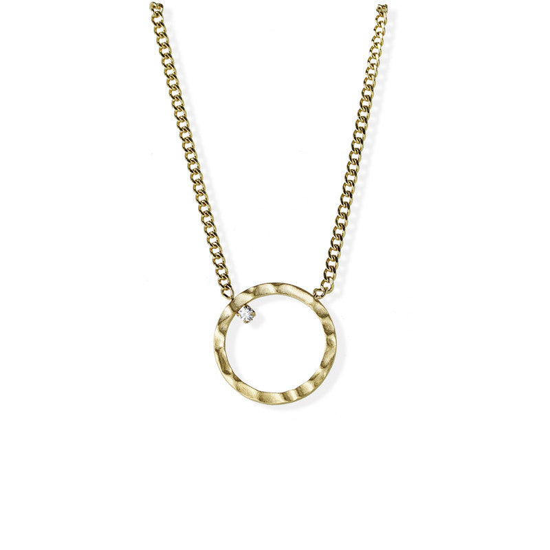 Hammered Circle Pendant Necklace