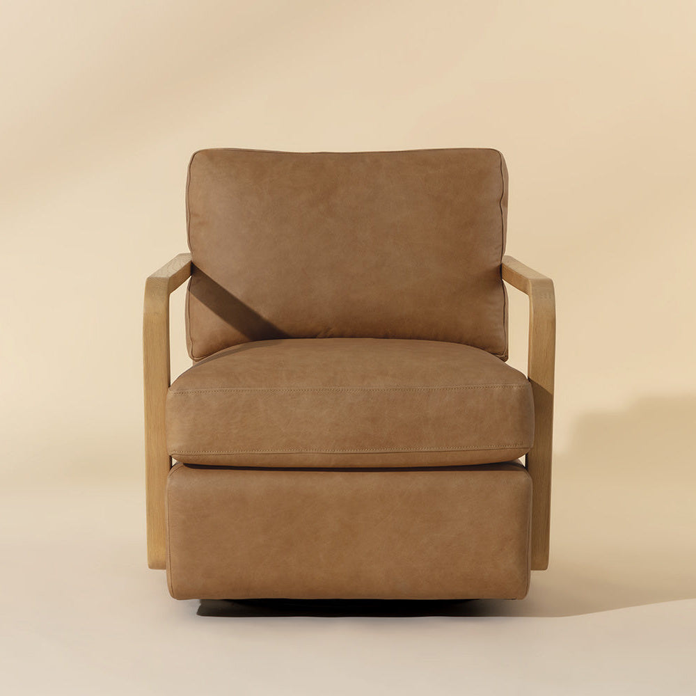 Castell Swivel Lounge Chair - Rustic Oak