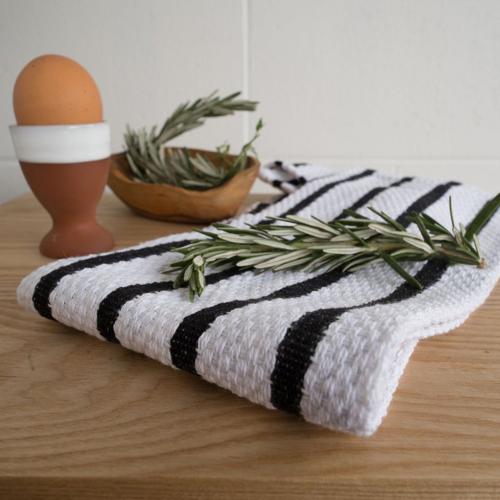 Basketweave Black Dishtowel