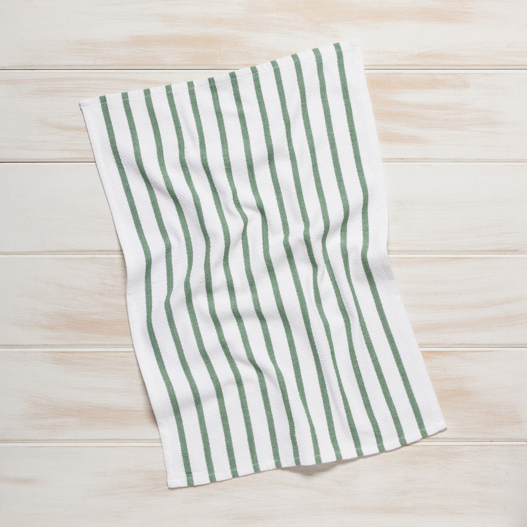 Basketweave Elm Green Dishtowel