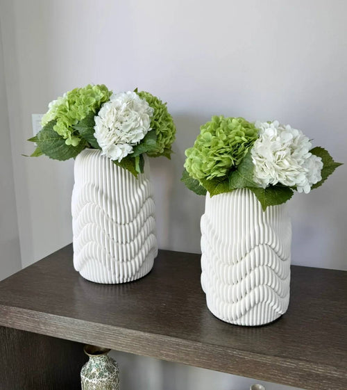 3D Printed ivory wave vase 12"