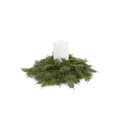 Xmas Candle Wreath Cedar 14H
