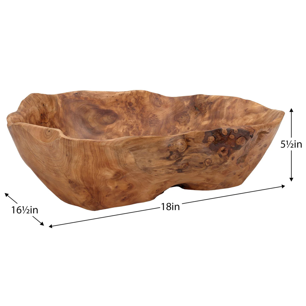 Costa Carved Wood 18 x 16.5 Inch Bowl