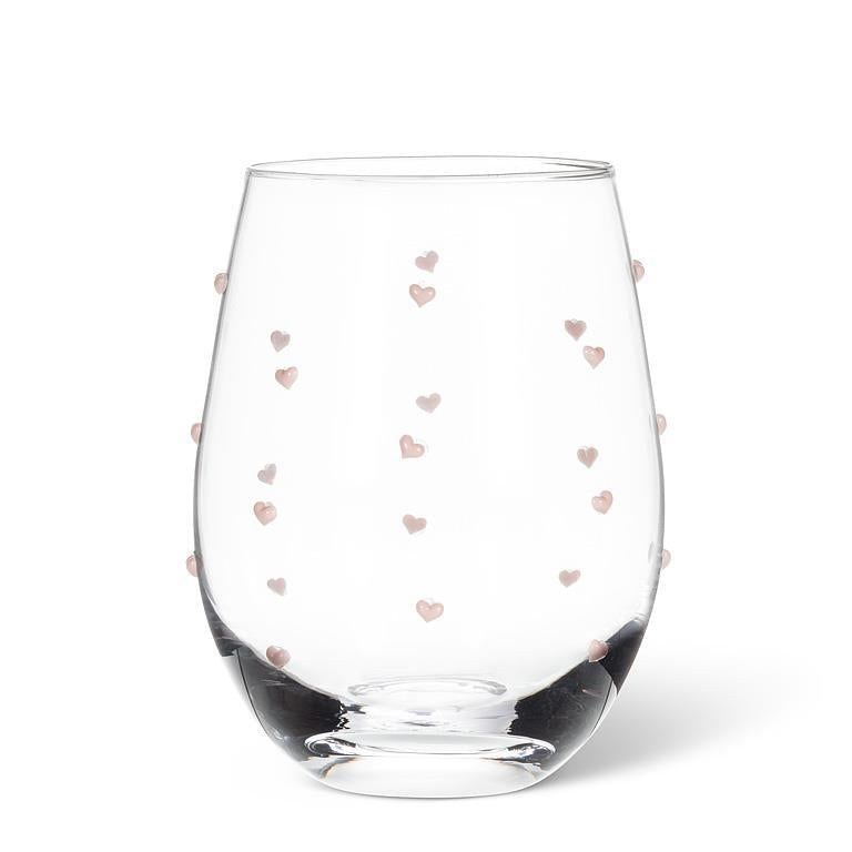 Stemless Wine Glass with Hearts