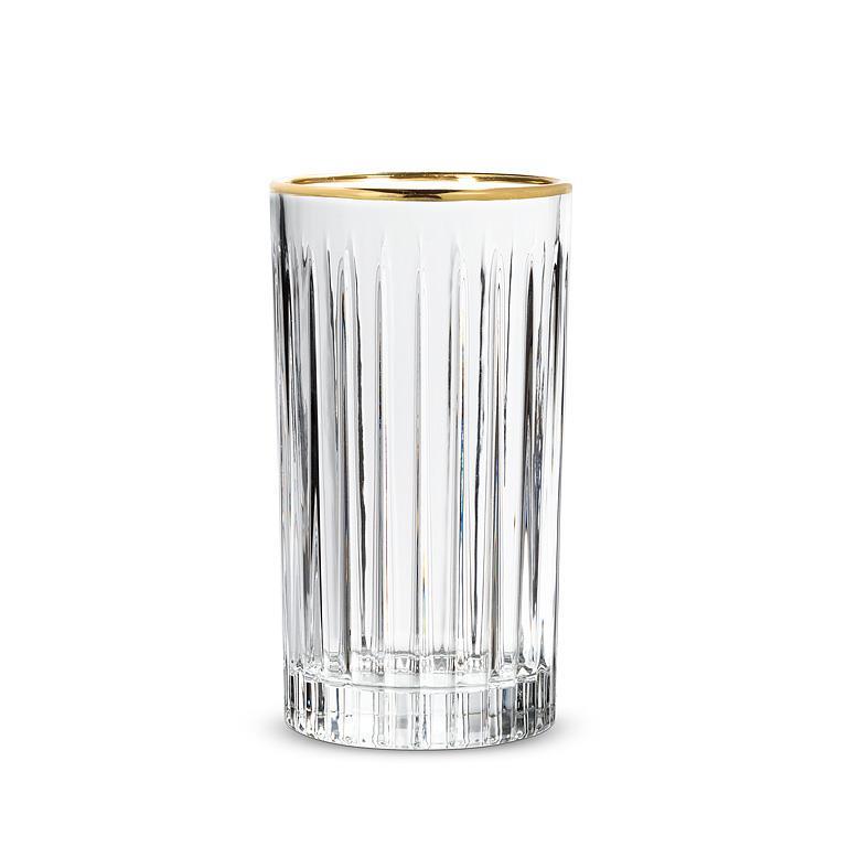 Ribbed Highball with Gold Rim. Set of 6