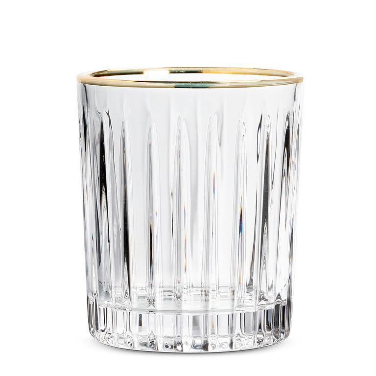 Ribbed Tumbler with Gold Rim. Set of 6