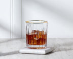 Ribbed Tumbler with Gold Rim. Set of 6
