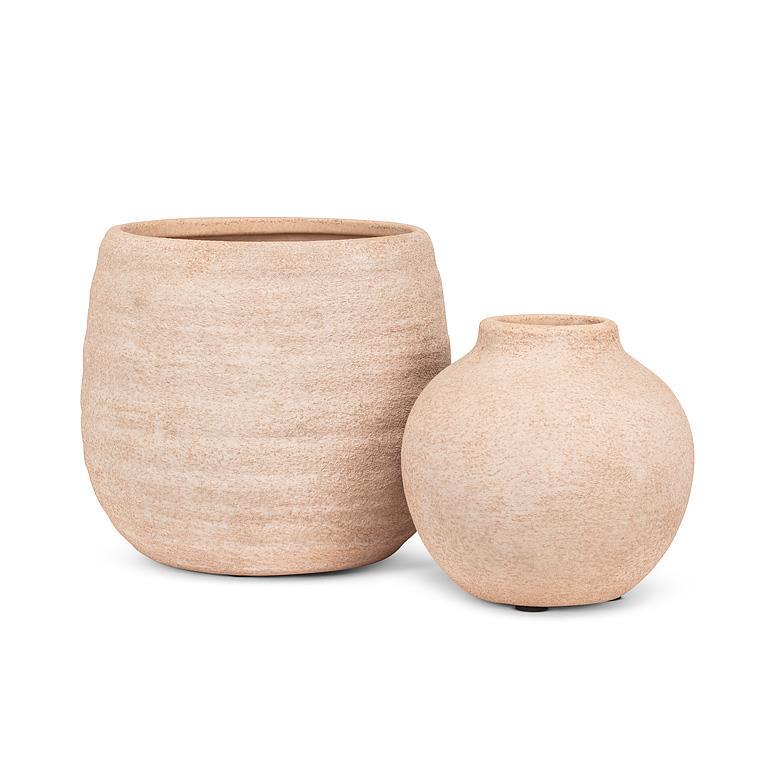 Coarse Texture Planter Beige Wash 5"H
