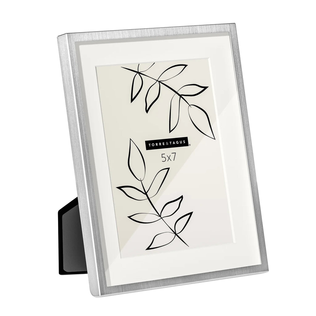 Satin Brushed Silver Shadow Box 5x7 Metal Photo Frame
