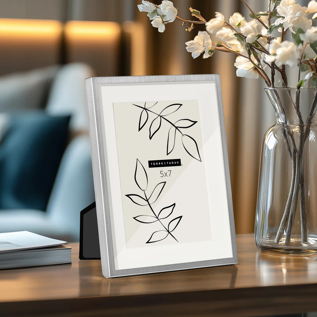 Satin Brushed Silver Shadow Box 5x7 Metal Photo Frame