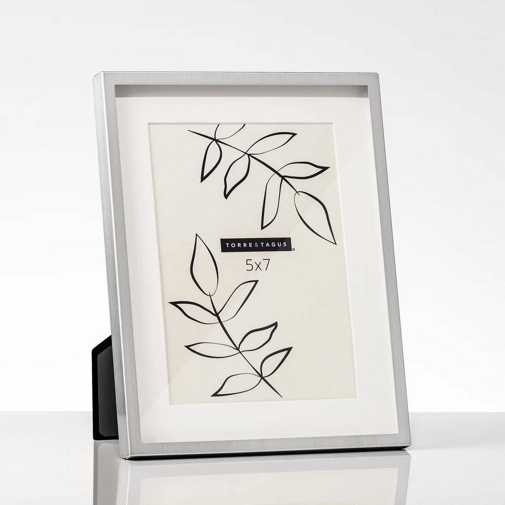 Satin Brushed Silver Shadow Box 5x7 Metal Photo Frame