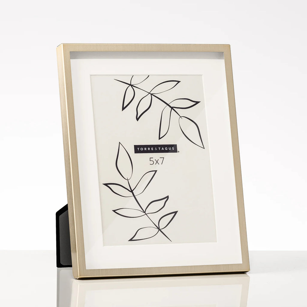 Satin Brushed Gold Shadow Box 5x7 Metal Photo Frame