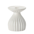 Ribbed Contour 5 Inch Tall Ceramic Dual Taper / Pillar Candle Holder - White