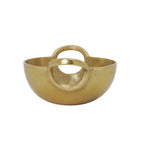 Corfu 7.5 Inch Length Gold Nickel Plated Aluminum Round Decor Bowl With Handles