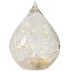 Teardrop Crackle Glass 6 Inch LED Decor Light with Timer - Clear