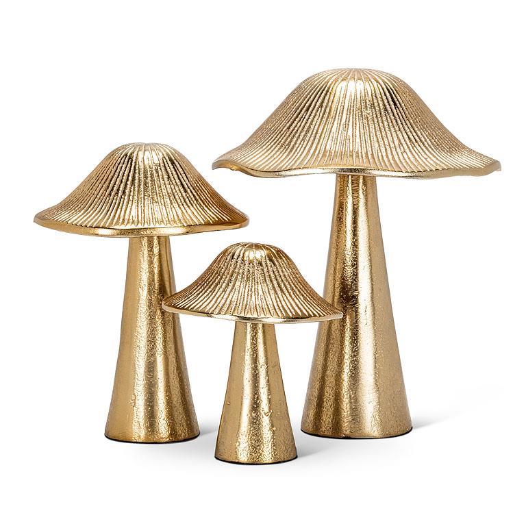 Medium Gold Metal Ribbed Mushroom