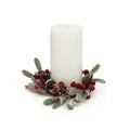 White Berry with Leaf Candle Ring