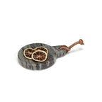 Round Black Marble Spoon Rest/Dish with Loop