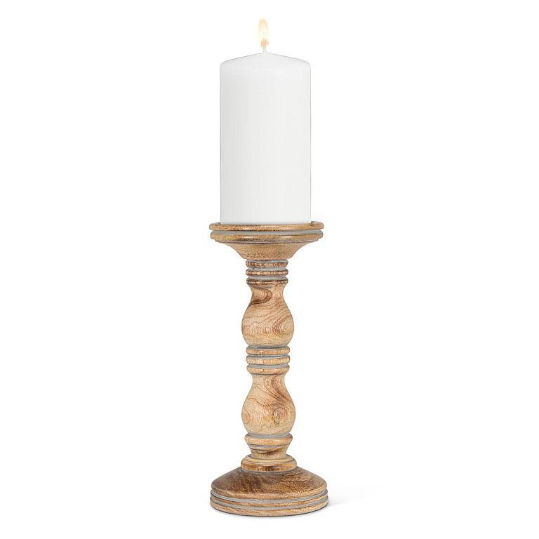 Turned Pillar Wood Candle Holder