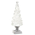 14" Lighted Tree with Silver Swirling Glitter
