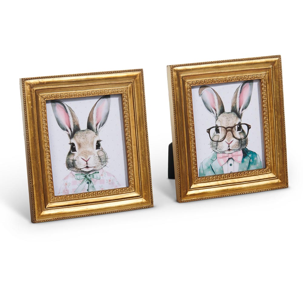 6" Dapper Bunnies Framed Art