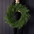 Norfolk & Cypress Mixed Real Touch Wreath - 24" Pre Lit