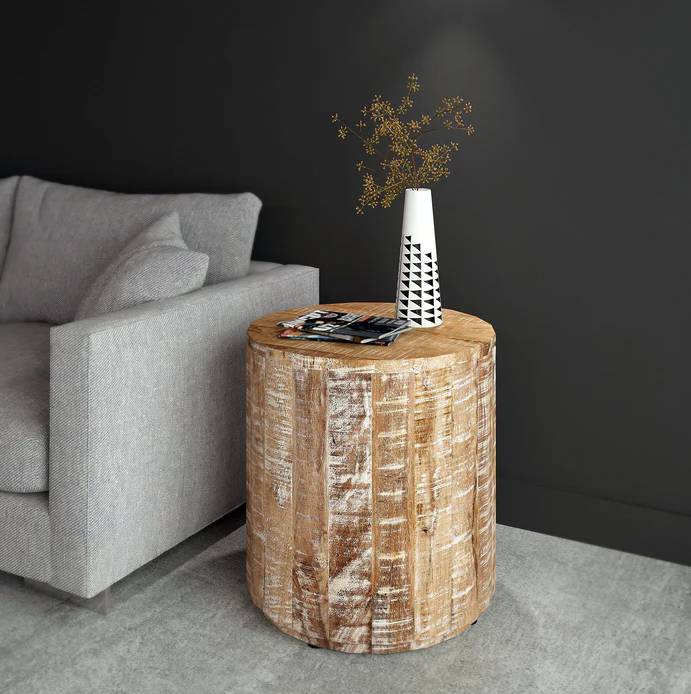 Eva Round Mango Wood Side Table