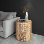 Eva Round Mango Wood Side Table
