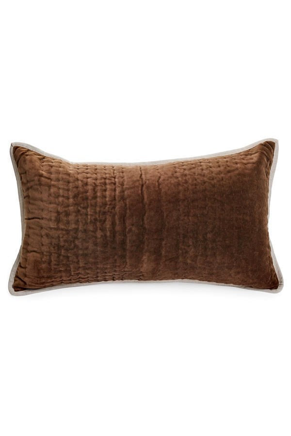 Quilted Velvet Chocolate Brown Cushion 12X22
