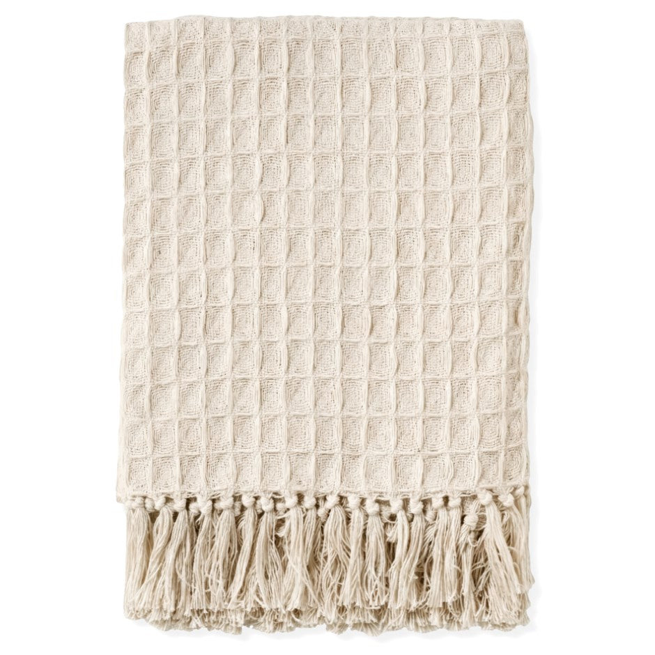 Off White Oversized Cotton Waffle Throw 50X60