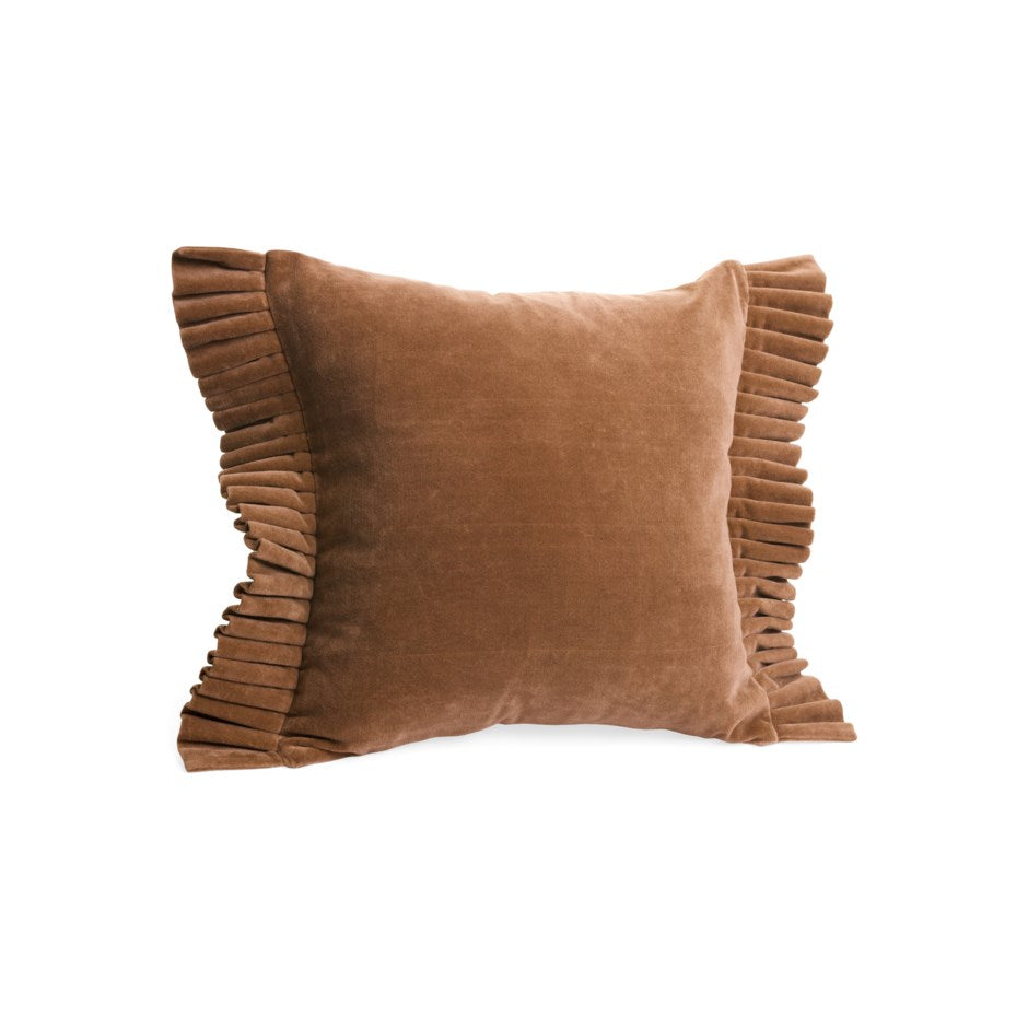 Woodsmoke Velvet Cushion with Side Frills 17X17
