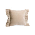 Beige Velvet Cushion with Side Frills 17X17