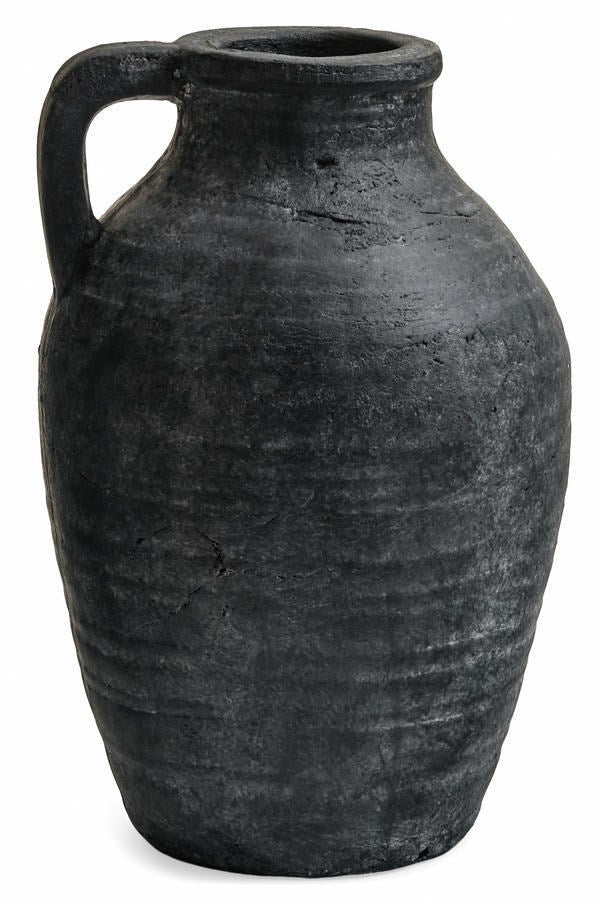 Terracotta Black Wash Vase With Handle