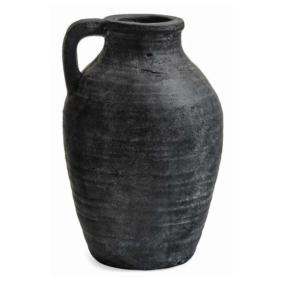 Terracotta Black Wash Vase With Handle