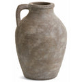 VASE TERRACOTTA TEXTURED WITH HANDLE GREIGE WASH