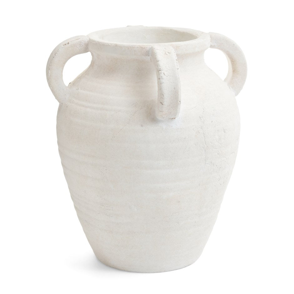 Whitewash Terracotta Vase with 4 Handles