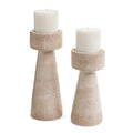 Small Travertine Look Candle Holder 8X4