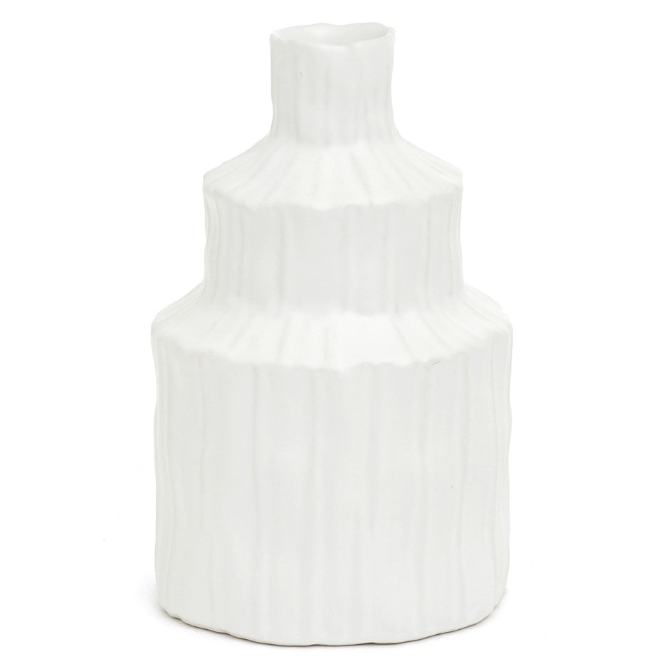 Small White Wave Textured Vase