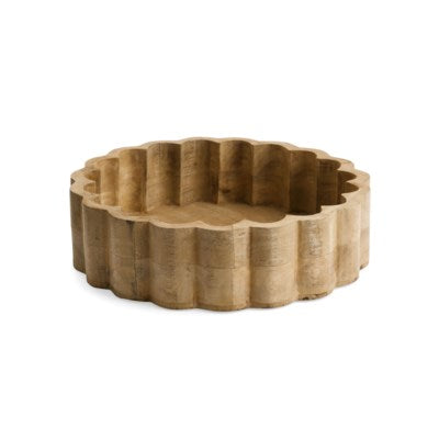 Mango Wood Bowl with Scallop Sides