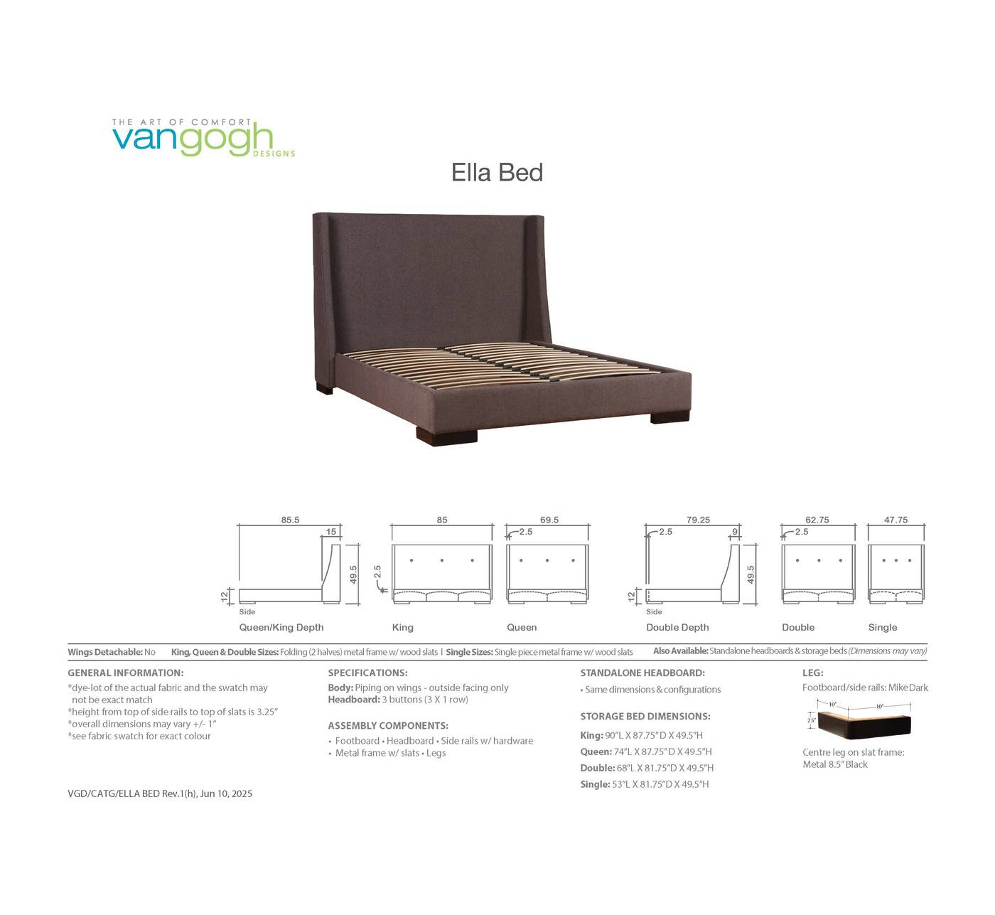 Ella Upholstered Bed