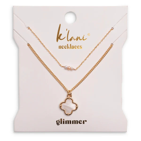 Glimmer Gold with Pearl Necklace Set by K'lani