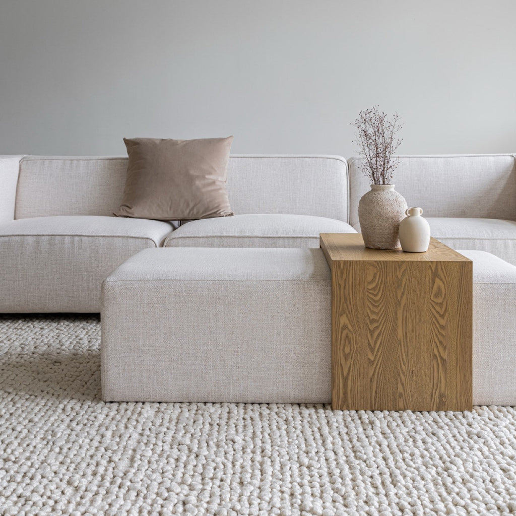 Forest Coffee Ottoman - Cream and Blonde Oak