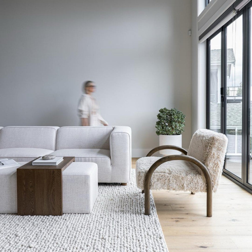 Forest Coffee Ottoman - Cream and Dark Brown